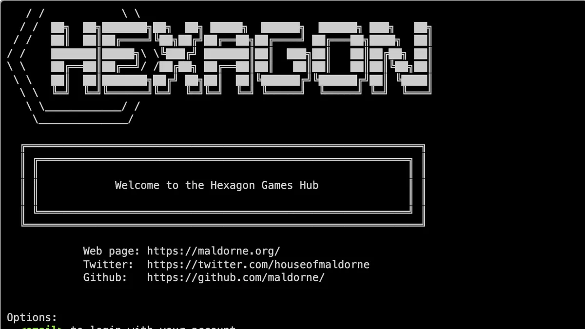 The web client, connected to the Hexagon games hub